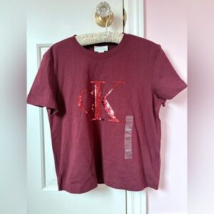 Calvin Klein Red Sequin Shirt
